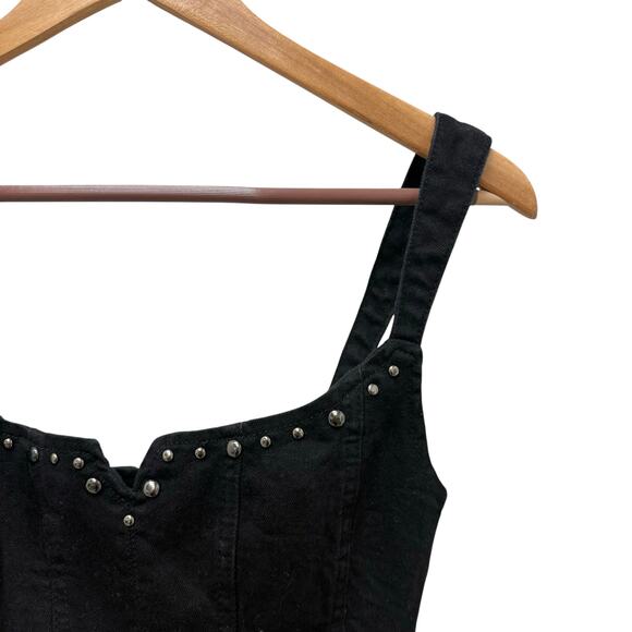 NWT Reformation‎ Karla Studded Bustier Denim Top Black Women’s Size 0 - Picture 5 of 10